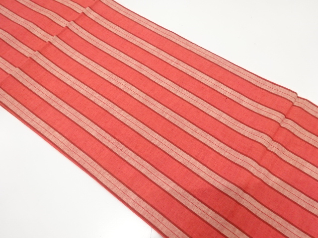 JAPANESE KIMONO / ANTIQUE HIRAKI NAGOYA OBI / SILK / TSUMUGI / WOVEN STRIPE